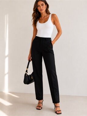 Goldbary Black Rhinestone Embellished Straight Leg Pants NWT-Size 10